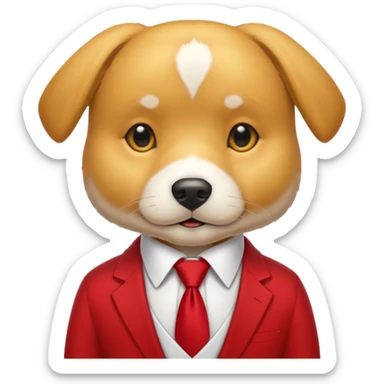 golden dog with white tie,red shirt sticker