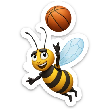 generate a bee shooting a basketbal sticker