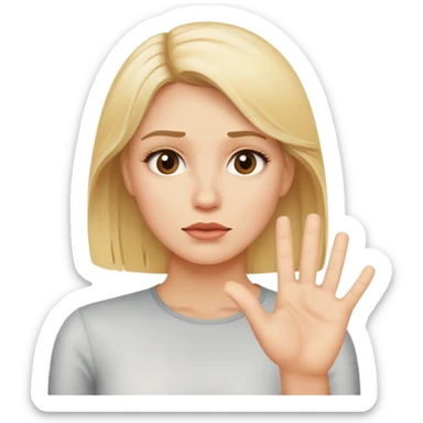 Blonde woman saying stop sticker