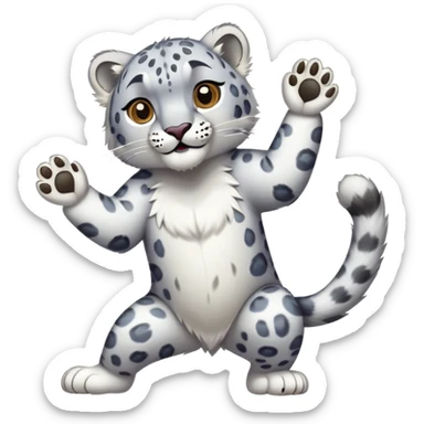 snow leopard dancing sticker