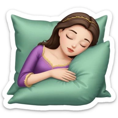 sleeping beauty brunette white girl with a silk pillow sticker