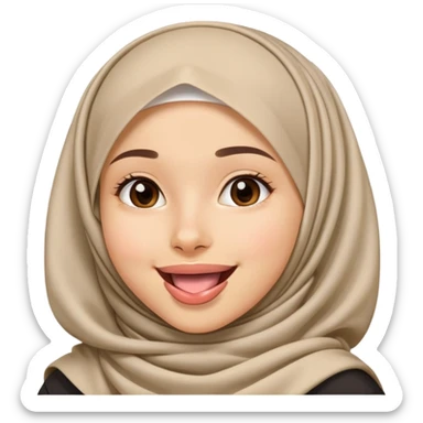 nữ, 15 tuổi, đội khăn hijab, tongue out, cười tươi sticker