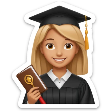 Girl holding diploma  sticker