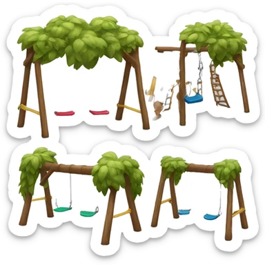 Backless swing set wood, metal sticker