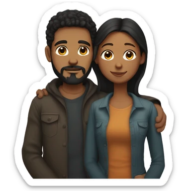 young man with dark hair and beard and young ginger woman cuddle sticker