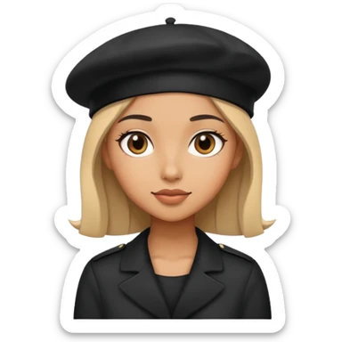 girl wearing a black beret sticker