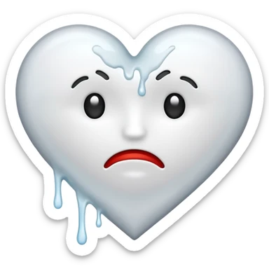 The heat broken emoji in white with sticky white liquid Ozzing out of it sticker