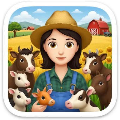 GRANJERO PIEL CLARA Y PELO OSCURO CON ANIMALES A SU ALREDEDOR sticker