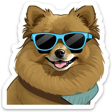 Pomeranian wearing sunglasses  sticker