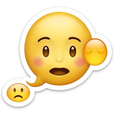 A yellow emoji face with wide open mouth mid-speech, eyes slightly rolling or annoyed, and several small speech bubbles or lines coming out from the mouth, showing nonstop talking. sticker