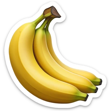Cinematic bright yellow banana, smooth peel with gentle curves, slightly ripened, stacked in a charming bunch, warm glowing background, soft and inviting. sticker