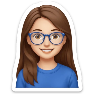 long hair girl with eyeglasses and blue outfit sticker