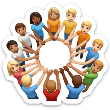 group holding handsin circle sticker
