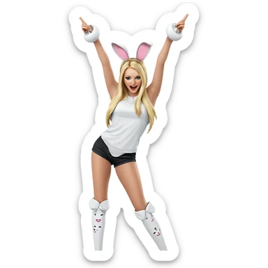 blonde girl with rabbit ears sticker