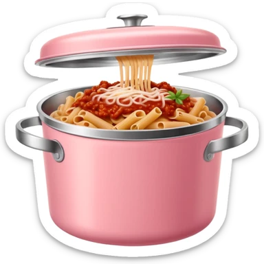 pastel pink food container with bolognese pasta inside sticker