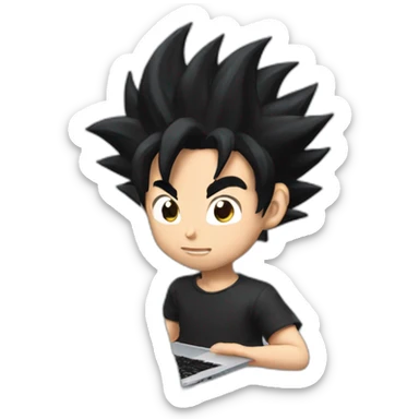 Goku black hair with a mac book  sticker