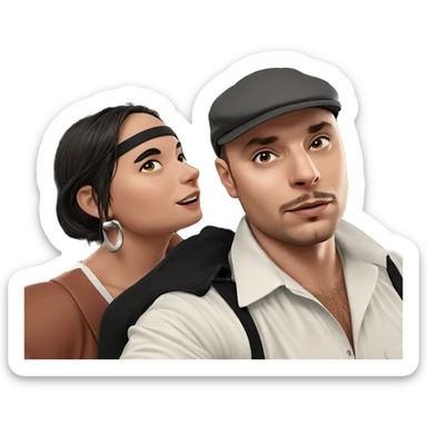 girl and boy portrait sticker