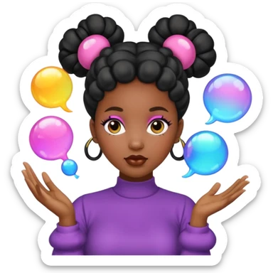 Black woman with bubble Space buns sticker