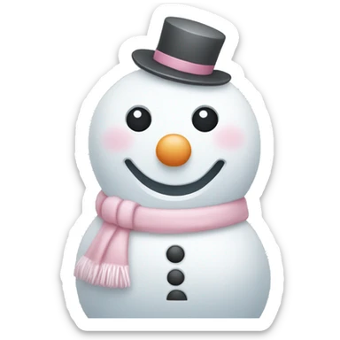 Cute white and light pink snowman sticker