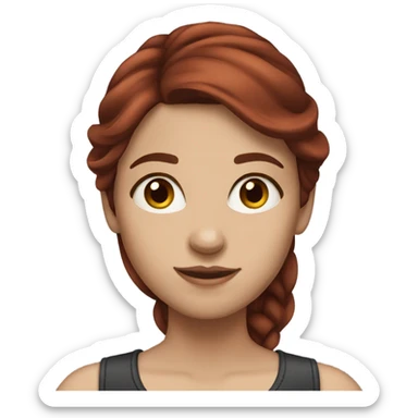 Girl brunette with medium dark red hair sticker
