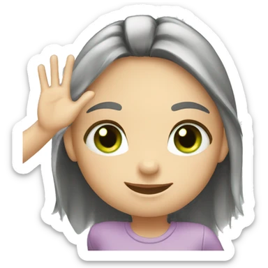 girl giving high five, green eyes sticker