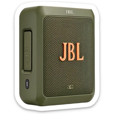 JBL Go 4 portable speaker in khaki green color, compact rectangular shape with rounded corners, front view showing speaker grill and JBL logo sticker