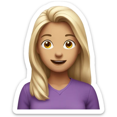 women wearing a purple shirt and is excited sticker