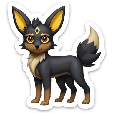 Shiny Cool Edgy Cute Umbreon-Houndour-Zorua-hybrid-fusion full body sticker