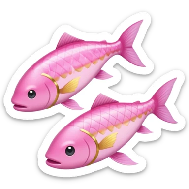 Two long fish one light pink one gold swimming oposite directions around each other Pisces sticker