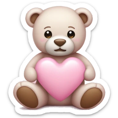 stuffed teddy holding light pink heart sticker