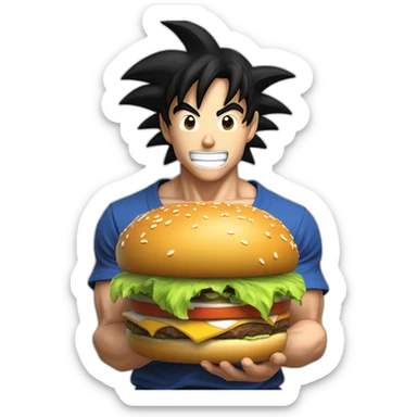 Goku comiendo hamburguesa  sticker