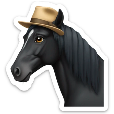Black horse with hat sticker