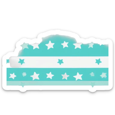three equal horizontal stripes of cyan, white and cyan, with five cyan stars in a quincuncial pattern at the centre of the middle stripe sticker