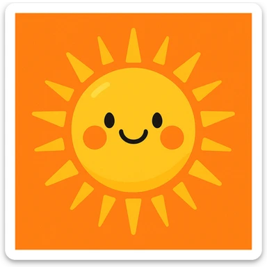 a bright sun with rays, cheerful and warm, playful style, vibrant toon sticker