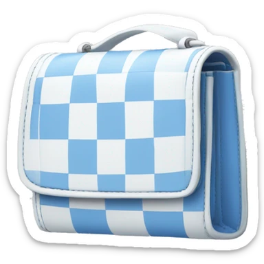 Small white and blue checkered purse with a white trim sticker