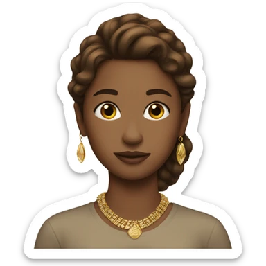 girl with brown hair and gold jewelry sticker