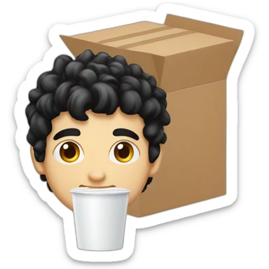 white guy black hair Beverage Box straw sticker