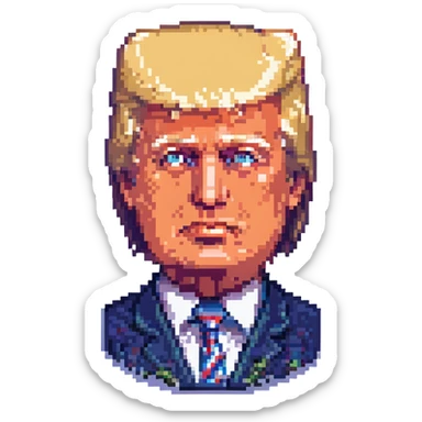 pixel art portrait of Donald Trump, recognizable, no background sticker