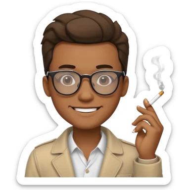 cool smile emoji guy with a cigarette and glasses sticker