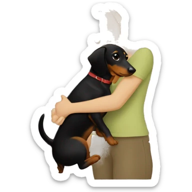 blonde woman kissing black and tan dachshund  sticker