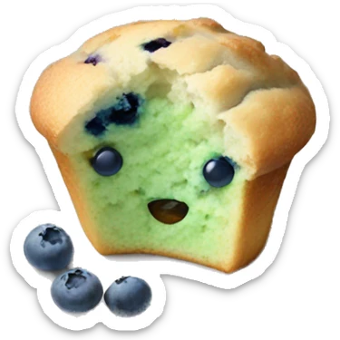 pastel green blueberry muffin on white plate sticker