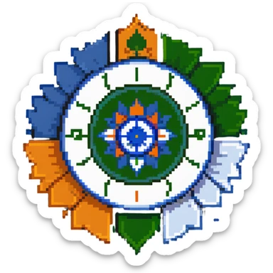 Indian flag with saffron, white, and green horizontal stripes and blue Ashoka Chakra wheel in the center sticker