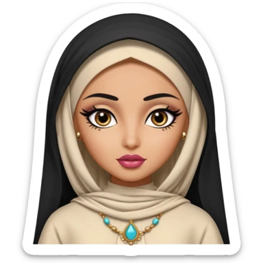 arabian, pretty lips, arab clothes, medium skin, pretty bratz baddie, black eyeliner sticker
