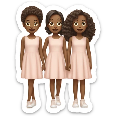 four girls with a matching dress in rose beige sticker