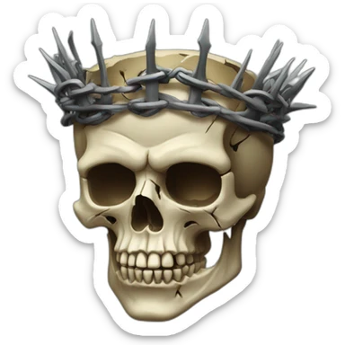 Rugged skull with a crown of thorns sticker