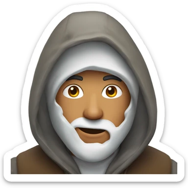 man in a hood covered with snow sticker