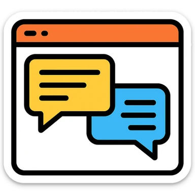 icon of an online forum with colored outlines and chat bubbles sticker