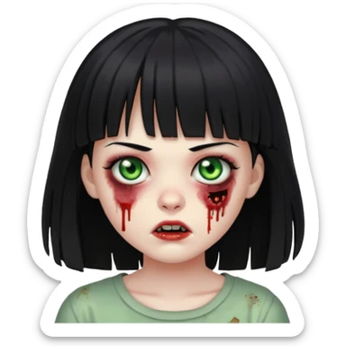 garota zumbi, com cabelos pretos e franja  sticker