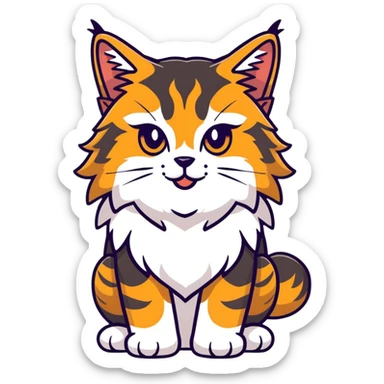 powerful maine coon cat with impressive mane and cute but fierce expression sticker