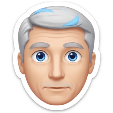 Avatar pic male gray hair blue eyes clean shaven sticker